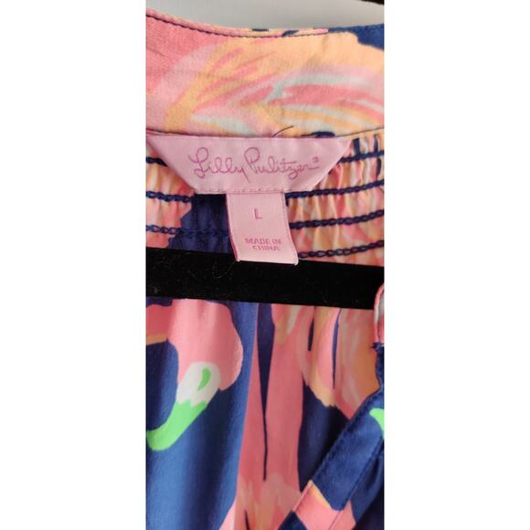 Lilly Pulitzer Pink and Blue Flamingo Blouse - Picture 6 of 9